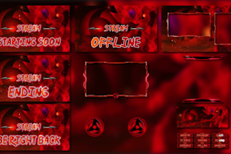 do animated twitch overlay, logo, animated stream package