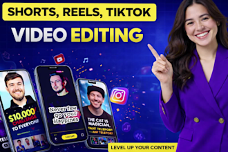 edit youtube shorts, instagram reels, and tiktok videos professionally