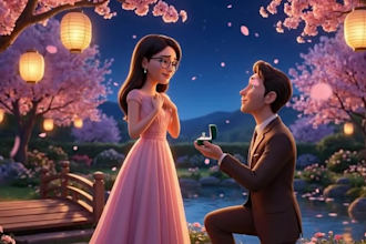 create 3d pixar ai proposal video romantic storytelling and love story animation