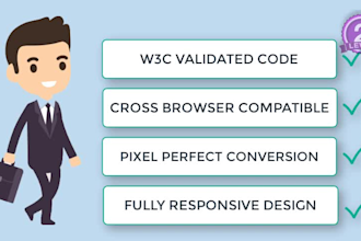 create a custom HTML website with responsive design