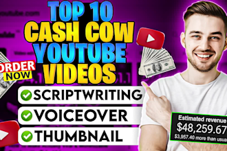 create youtube top 10 cash cow faceless videos and automated cash cow videos
