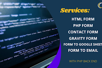 make contact form, html form to email by php, form to google sheet, gravity form