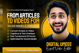 create article to video content for youtube websites and social media