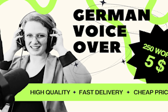 record a warm female voice over in german