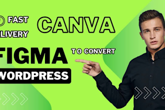 convert canva , figma , psd, xd, html to wordpress