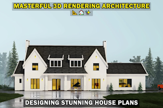 modern farmhouse architectural renderings design, draw plans