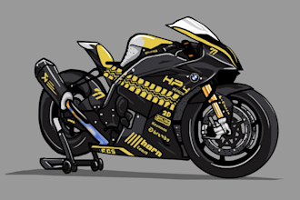 draw your motorcycle or any vehicle into a cartoon