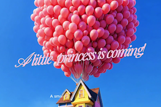 create a cinematic 3d gender reveal animation