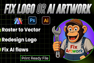 vectorize, upscale, redesign and fix your logo or ai artwork