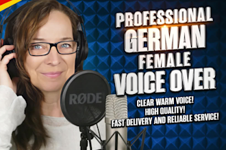 record a female german voice with a warm voice color in 24 hours