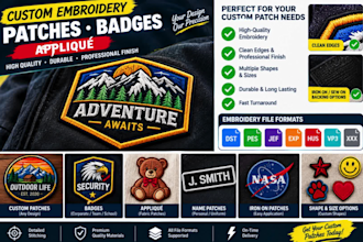 digitize custom embroidery patches, badges and applique designs