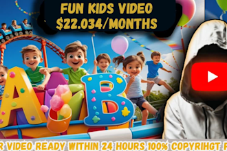 produce fast learning kids animation, educational videos for youtube in 24hrs