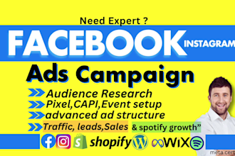 run meta ads, shopify facebook ads,instagram ads,fb advertising spotify,ad coach