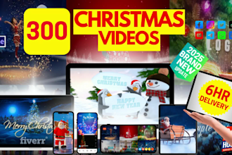 create 300 unique christmas video with your text logo