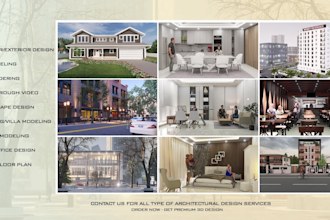 do 3d model and render exterior, interior, 3d floor plan