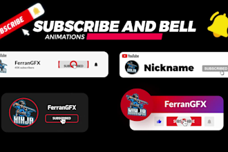 create youtube follow subscribe and bell animations