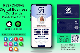 do professional digital business card, vcard, physical card with qr code