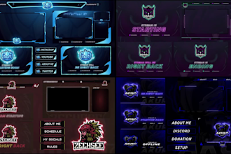 design animated twitch overlays, facecam, panels, twitch screens