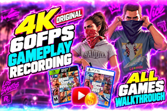 record 4k 60fps original gameplay footage and custom gaming videos