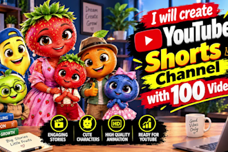 create youtube shorts channel with 100 short videos