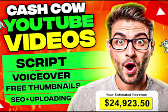 create and automate cash cow faceless youtube videos, top 10 cash cow videos