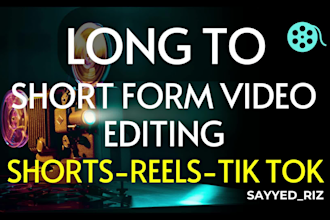 repurpose video to short form video, viral shorts, tik tok, reels n add captions