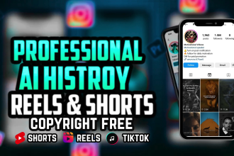 create trending 250 bulk history ai youtube shorts, instagram reels