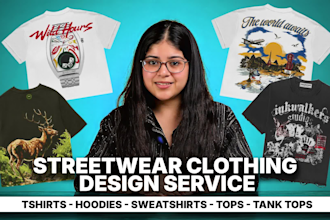 create unique and trending streetwear tshirt, hoodie designs