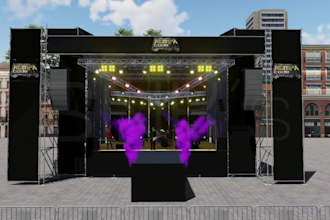 3d render of custom wedding decor, birthdays, concerts and stage events