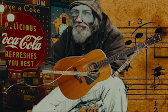 create collage animation, motion graphics, surreal animated lyric videos