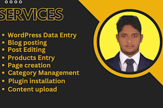 do wordpress data entry, woocommerce product listing, and blog posting