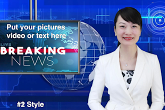 make a breaking news chinese female spokesperson video