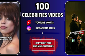 create 100 celebrity youtube shorts and instagram reels
