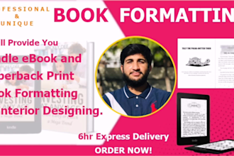 do paperback print, kindle ebook book formatting for all platform
