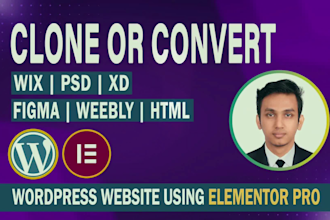 convert or clone figma, xd, wix to wordpress website