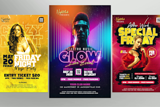 design music, night club, party, concert, dj, bar, hip hop flyer and poster