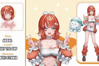 create 2d vtuber, vtuber rigging, vtuber design, live2d character, live2d model