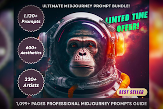 Hot Deals!  give you 1099 page professional midjourney ai prompts guide