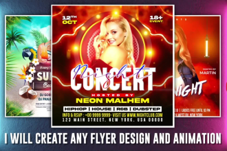 create animated motion graphics flyer for event, party, product or any