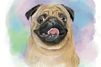 create pet portrait illustration