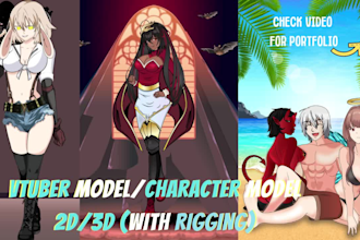 design and rig 2d or 3d vtuber vrchat model avatar and character modelling