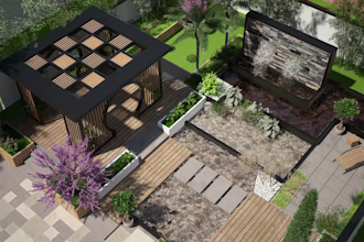 design your backyard patio, garden, pool, terrace or landscape 3d realistic