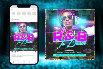 design flyer for dj, club, party, event, concert, birthday, christmas