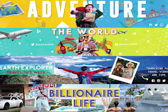 design fabulous youtube banner channel art and facebook banner with logo