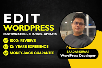 edit wordpress website, do custom wordpress customization and wordpress changes