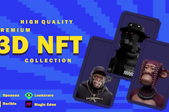 create premium unique 3d nft art collection for opensea