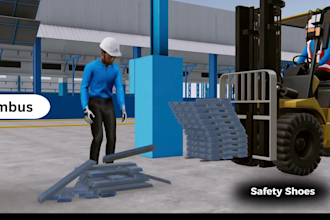 create 3d industrial animation, construction safety training animation