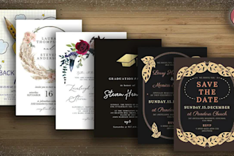 design digital invitation, birthday card, wedding card and party flyer