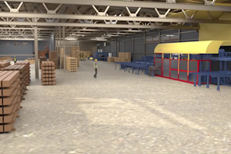 do 3d warehouse automation forklift conveyor system material handling animation