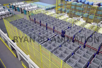 do 3d industrial robotic arm animation technical explainer 3d factory warehouse